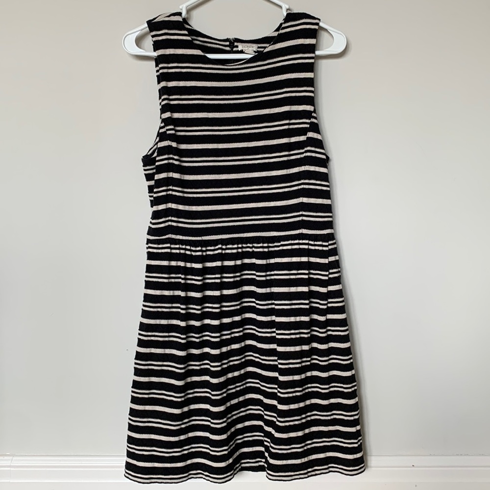 Black & Cream Striped Sleeveless JCrew Dress Size Medium